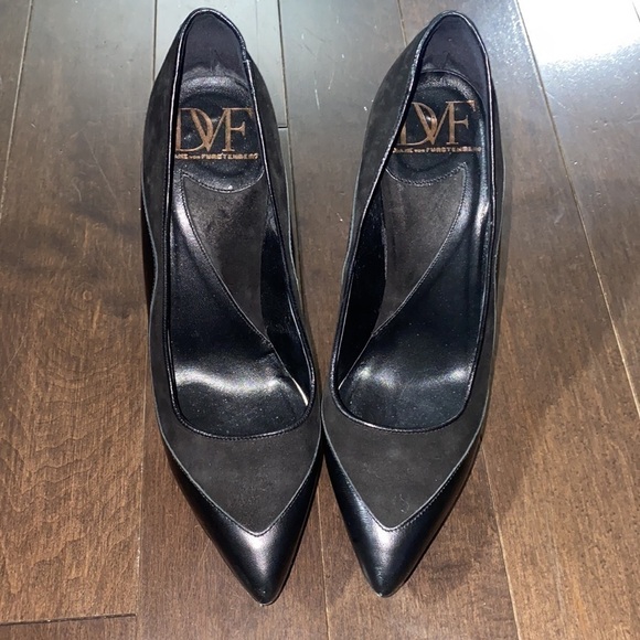 DIANE Von Furstenberg DVF Runway Black Leather Platform Pumps Size 6 - Picture 2 of 6